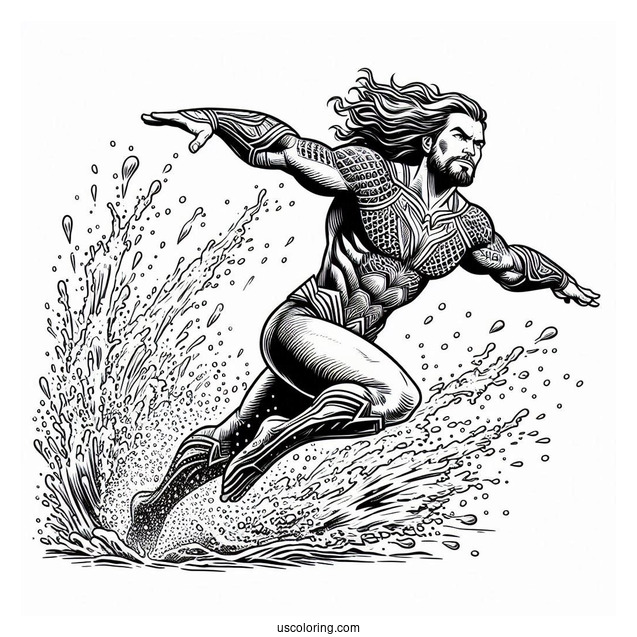 Aquaman Coloring Page Arthur Curry Leaping Out Of The Water