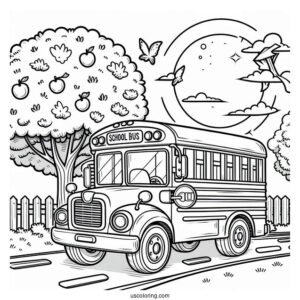 Easy School Bus Coloring Page For Kids
