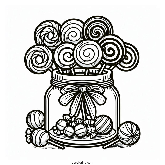 Jar Of Lollipops To Color For Kids