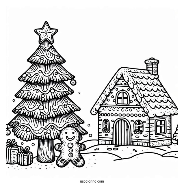 Christmas Tree With Gingerbread House