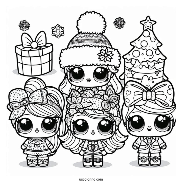 Christmas Themed LOL Surprise Coloring Page