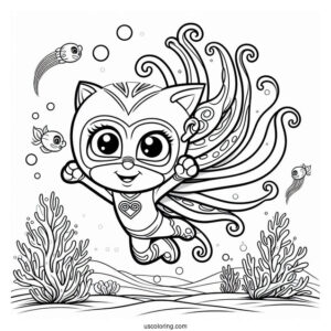 PJ Masks Coloring Page Of Octobella Dancing Underwater