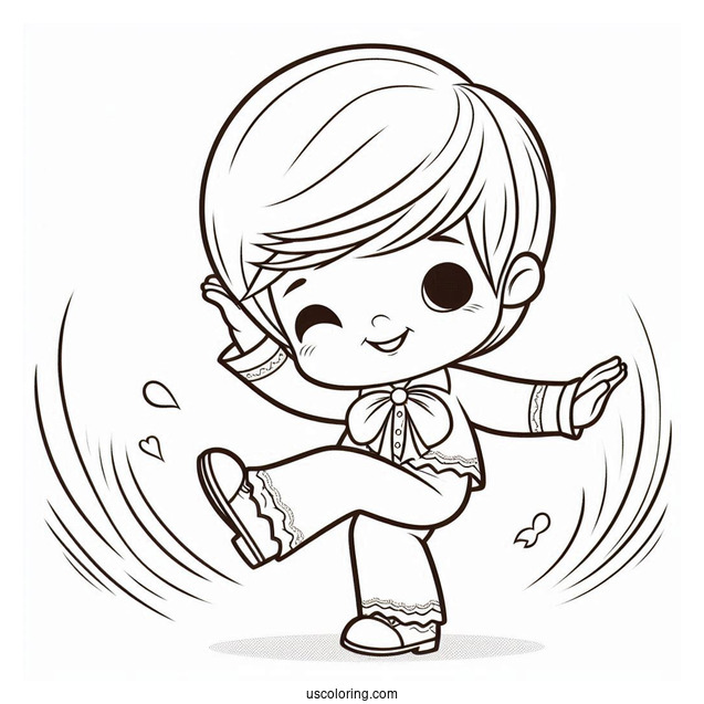 Precious Moments Coloring Page Of Boy Dancing To Song