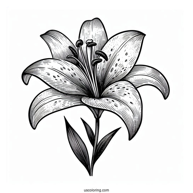Flower Coloring Pages Of Single Easter Lily Flower