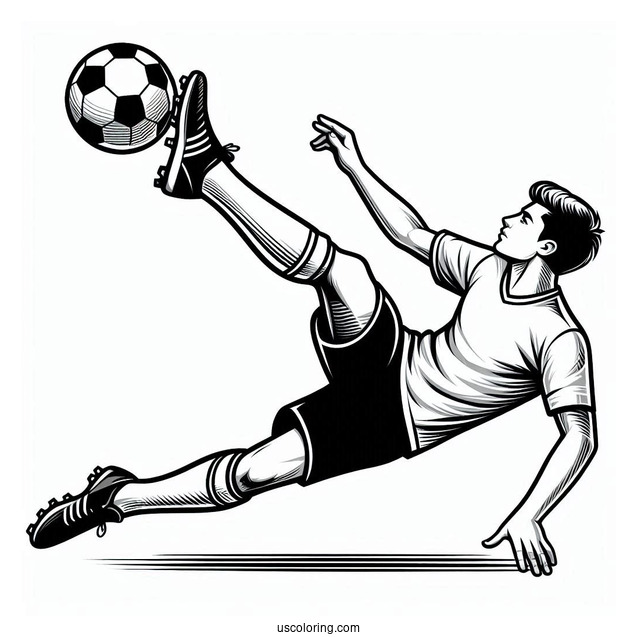 Soccer Player Doing Bicycle Kick To Color