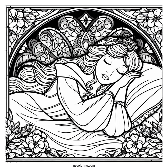 Sleeping Beauty Coloring Page Of Aurora Stained Glass