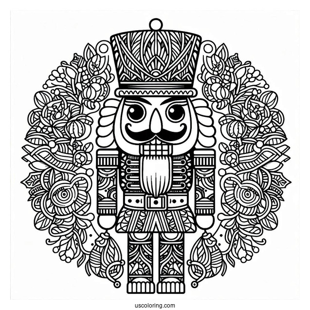 Elaborate Nutcracker Coloring Page Mandala