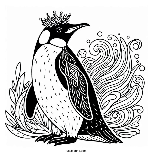 King Penguin Coloring Sheet For Kids