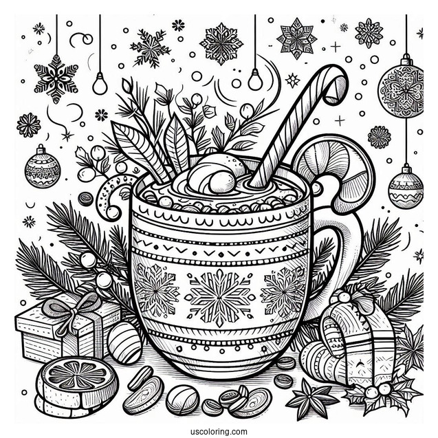 Christmas Coloring Pages For Adults Of Christmas Hot Beverages Coloring Page