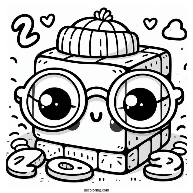 Cute Numberblocks Coloring Page 2 Wearing Eyeglasses