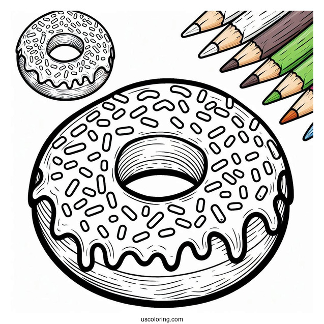 Simple Outline Of Glazed Donut With Sprinkles