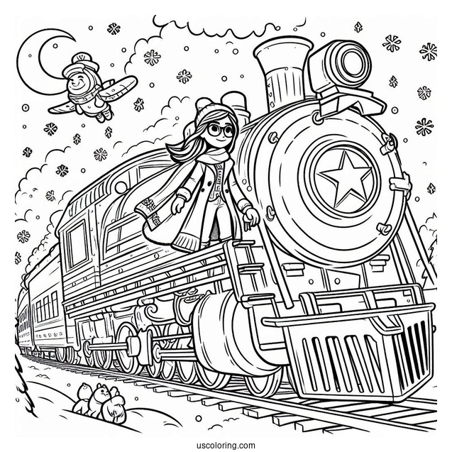 Polar Express Coloring Page Of Hero Girl For Kids