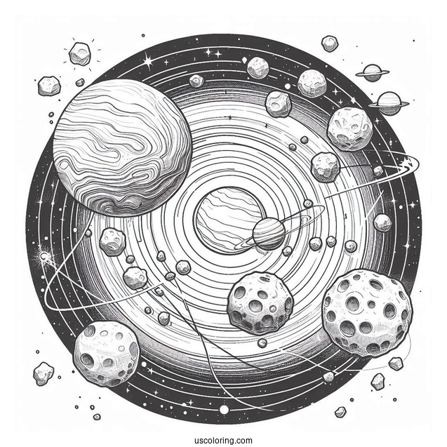 Solar System Map With Asteroid Belt Coloring Page