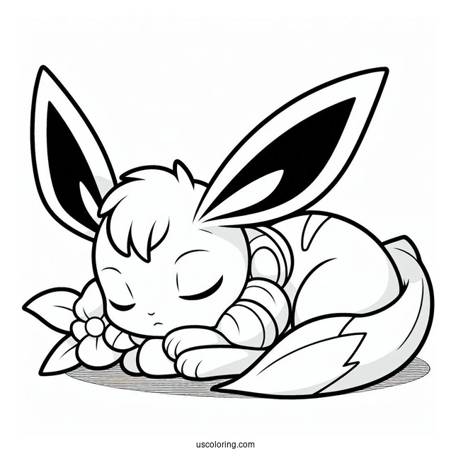 Cute Sleeping Sylveon Coloring Page