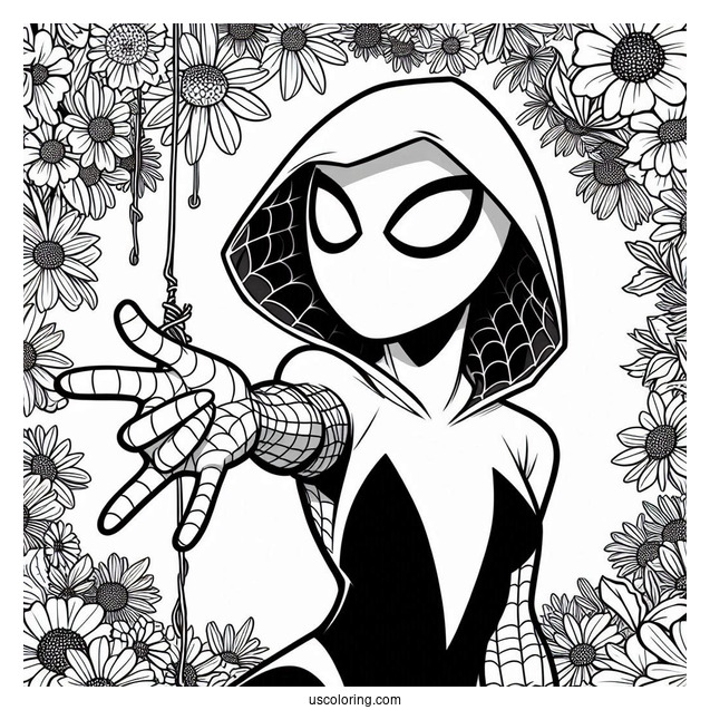 Easy Spider Gwen Coloring Page For Kids