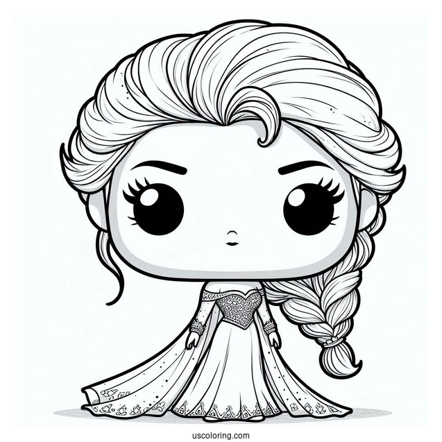 Cute Elsa Funko Pop Coloring For Preschoolers
