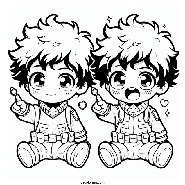 Cute Baby Izuku Midoriya Deku Coloring Page For Preschoolers