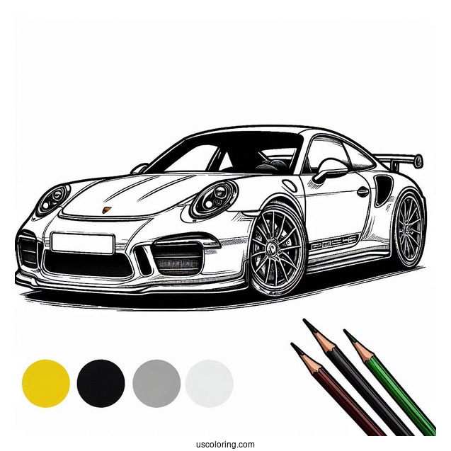Simple Outline Of Solido Porsche Coloring Page