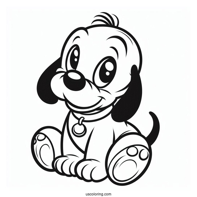 Simple Baby Pluto Coloring Page For Preschoolers