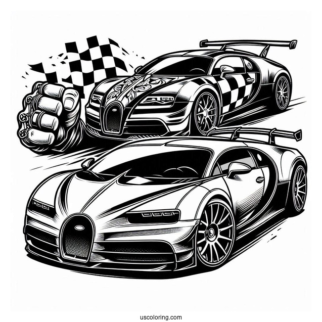 Lamborghini Revuelto vs Bugatti Coloring Page