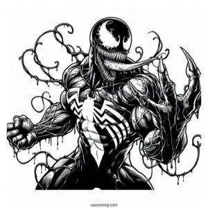 Venom Fighting With Carnage Coloring Page