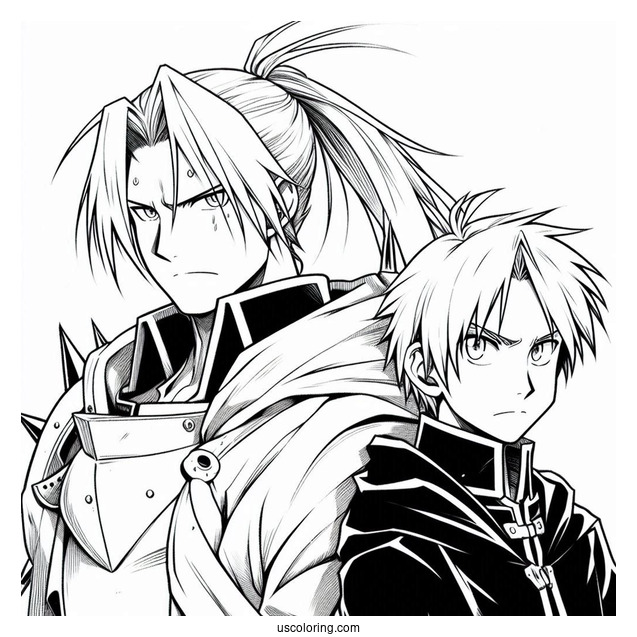 Manga Coloring Page Of Fullmetal Alchemist Edward And Alphonse Elric