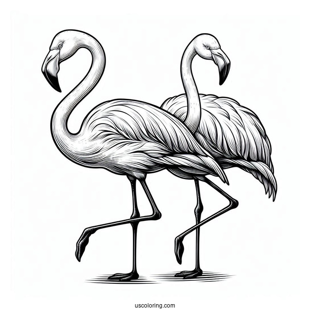 Realistic Flamingo Coloring Page