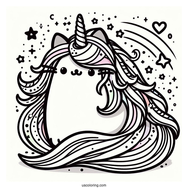 Unicorn Pusheen With Long Rainbow Hair