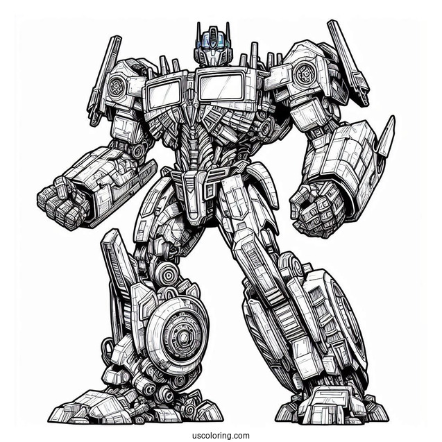 Realistic Optimus Prime Coloring Page From Transformers Movie