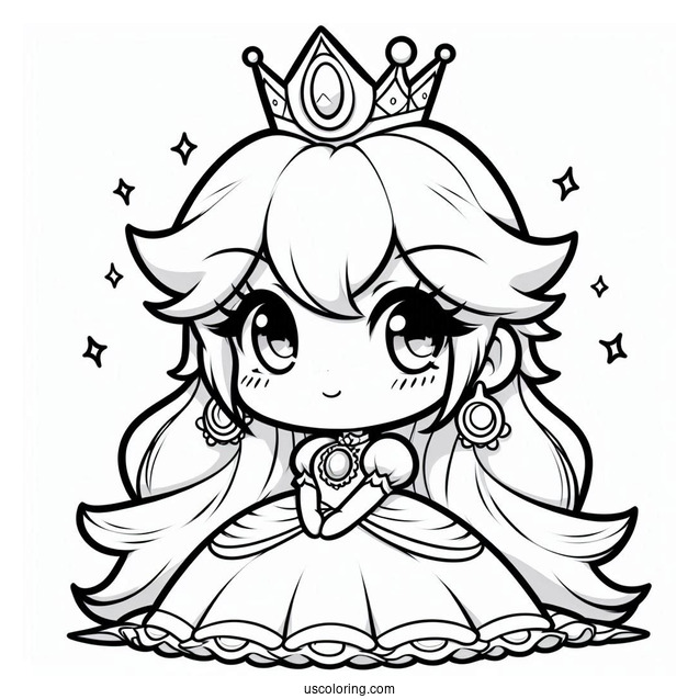Princess Coloring Page Of Chibi Princess Peach