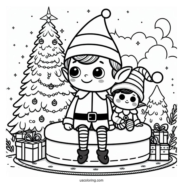 Buddy The Elf Sitting On Poppa Elf To Color