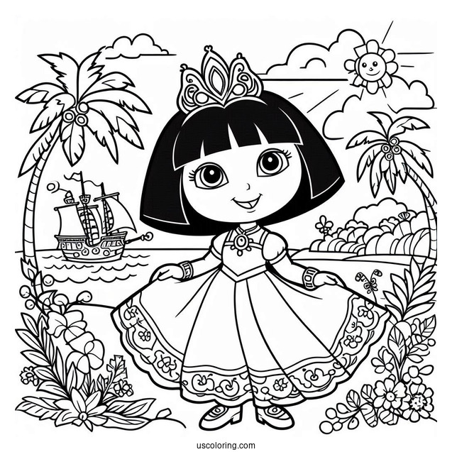 Princess Dora Coloring Page