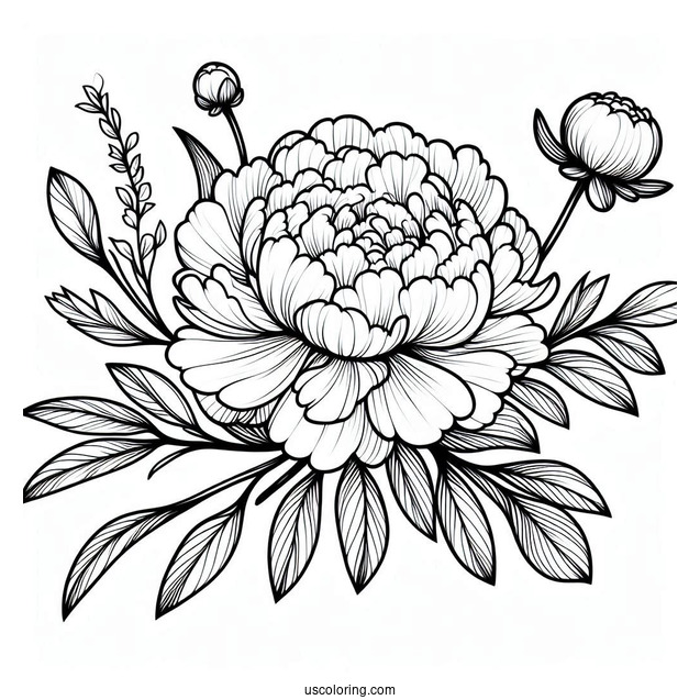 Flower Coloring Pages Of Easy Blooming Peony