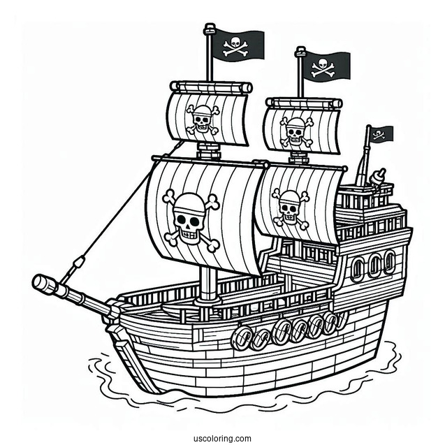 Coloring Sheet Of a Lego Pirate Ship