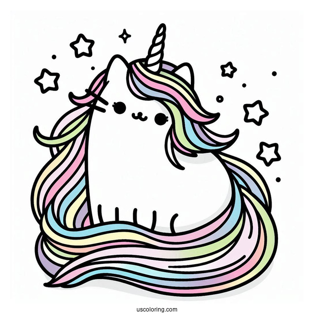 Unicorn Pusheen With Long Rainbow Hair