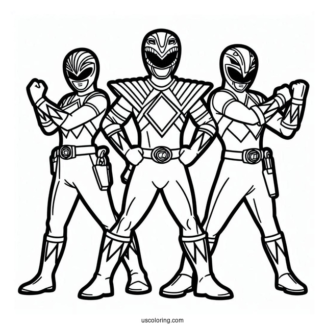 Easy Power Rangers Outline Coloring In For Kids