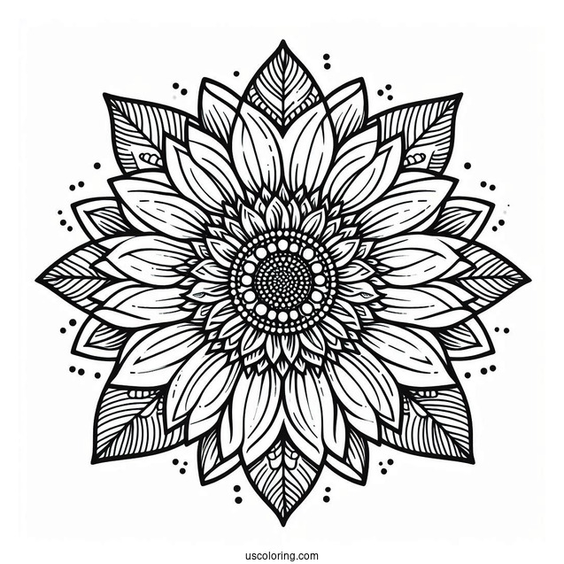 Flower Coloring Pages Ofv Detailed Sunflower Mandala