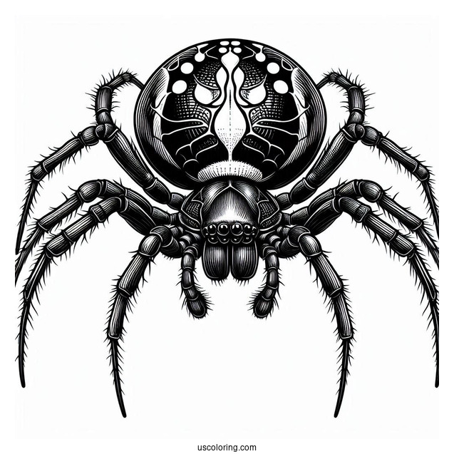 Detailed Black Widow Spider Coloring Sheet