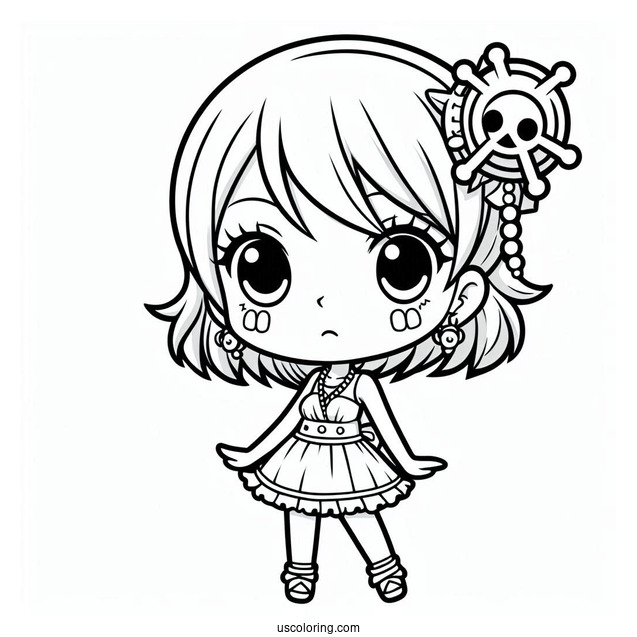 One Piece Coloring Page Of Cute Chibi Nami