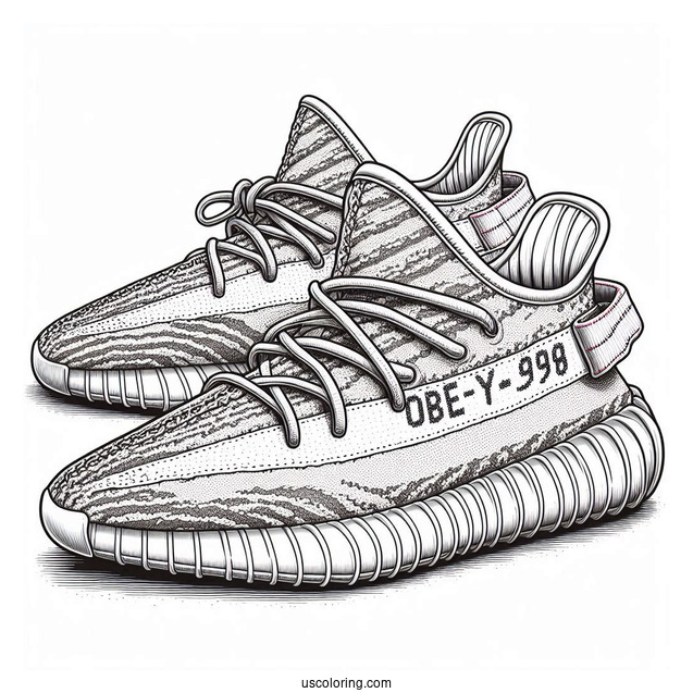 Yeezy x Adidas Running Sneakers Coloring Page
