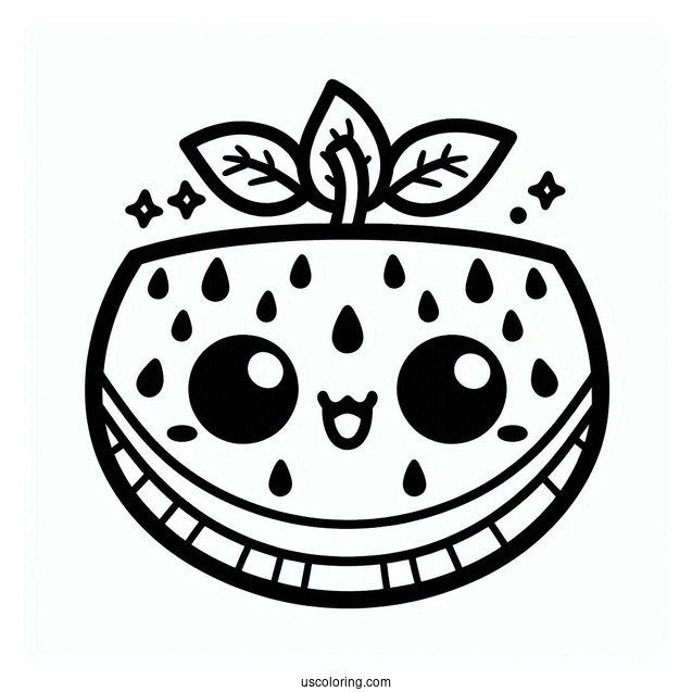 Cute Kawaii Watermelon Coloring For Preschoolers