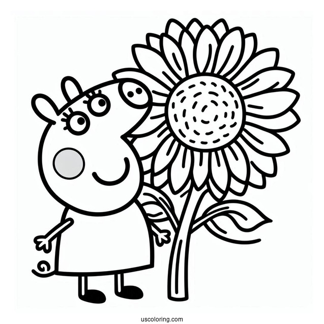 Peppa Pig Sunflower Coloring Page