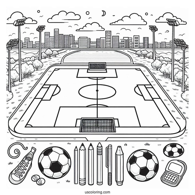 Soccer Pitch Coloring Sheet