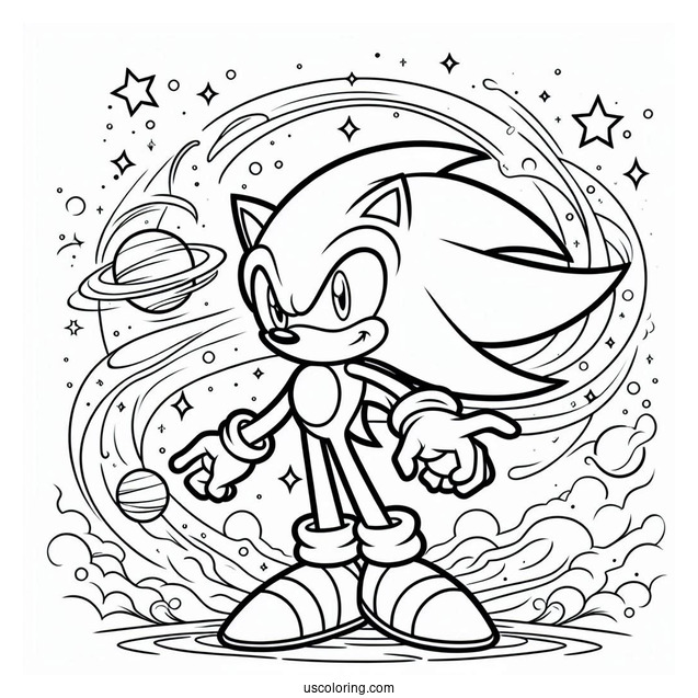 Simple Super Sonic Coloring Page Outline For Kids