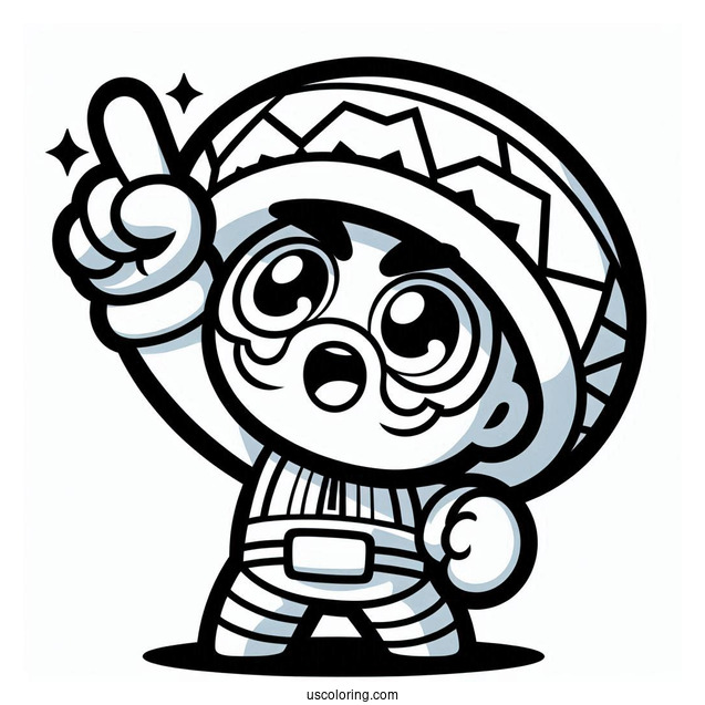 Brawl Stars Coloring Page Of Simple El Primo Pointing Up For Kids