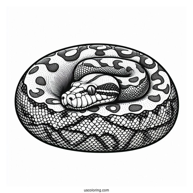 Detailed Curled Uo African Rock Python