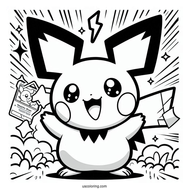 Zzzap Pichu Coloring Page Pokemon Card