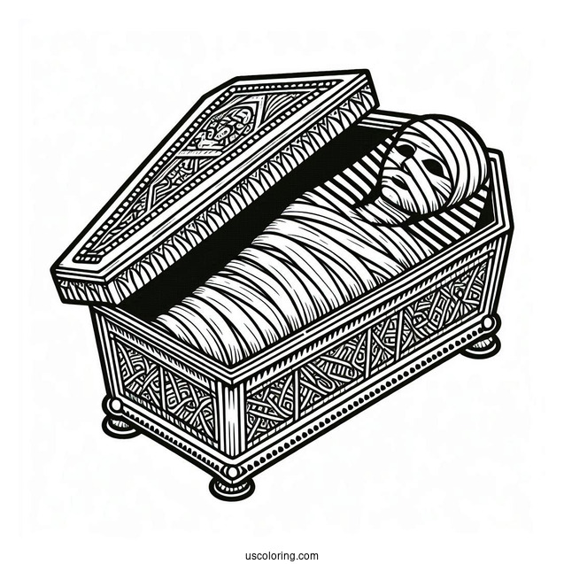 Mummy Coloring Page Of Simple Open Egyptian Coffin