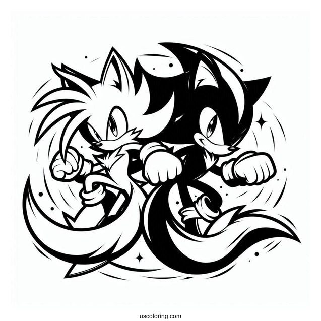 Shadow Fighting Tails Coloring Page