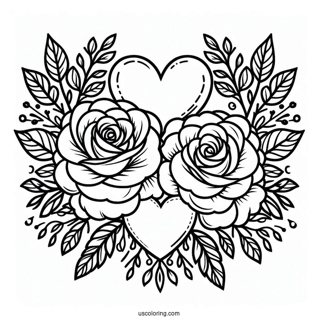 Two Roses With a Love Heart